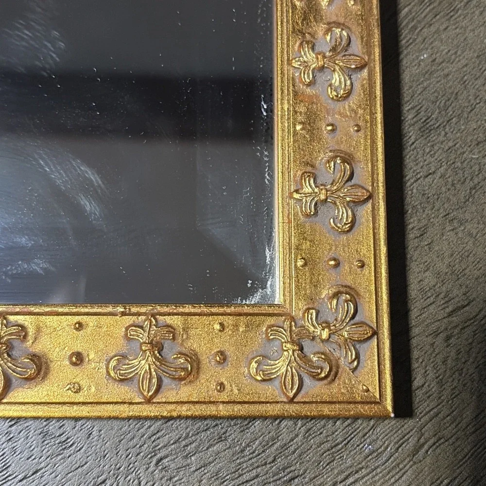 Vintage Ornate Gold Framed Mirror Filigree Art Deco 11